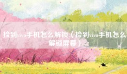 捡到vivo手机怎么解锁（捡到vivo手机怎么解锁屏幕）