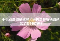 手机锁屏图案破解（手机屏幕解锁图案忘了如何破解）