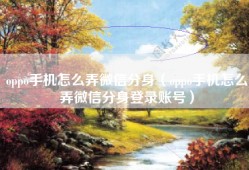 oppo手机怎么弄微信分身（oppo手机怎么弄微信分身登录账号）