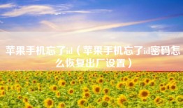 苹果手机忘了id（苹果手机忘了id密码怎么恢复出厂设置）