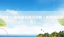 百度SEO优化排名技巧详解（提高网站排名）