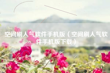 空间刷人气软件手机版（空间刷人气软件手机版下载）
