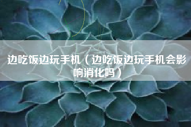 边吃饭边玩手机（边吃饭边玩手机会影响消化吗）