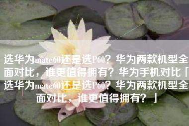 选华为mate60还是选P60？华为两款机型全面对比，谁更值得拥有？华为手机对比「选华为mate60还是选P60？华为两款机型全面对比，谁更值得拥有？」